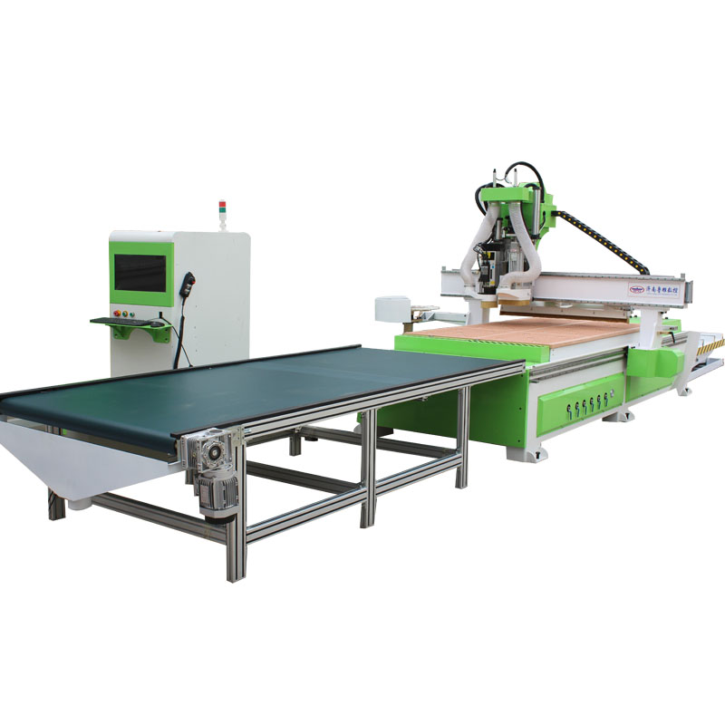 Automatic loading and unloading plus line drilling CNC router